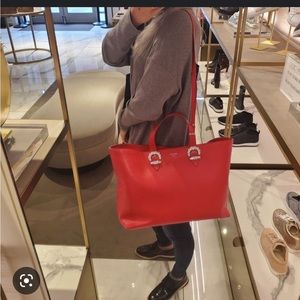 Jimmy Choo large red tote bag